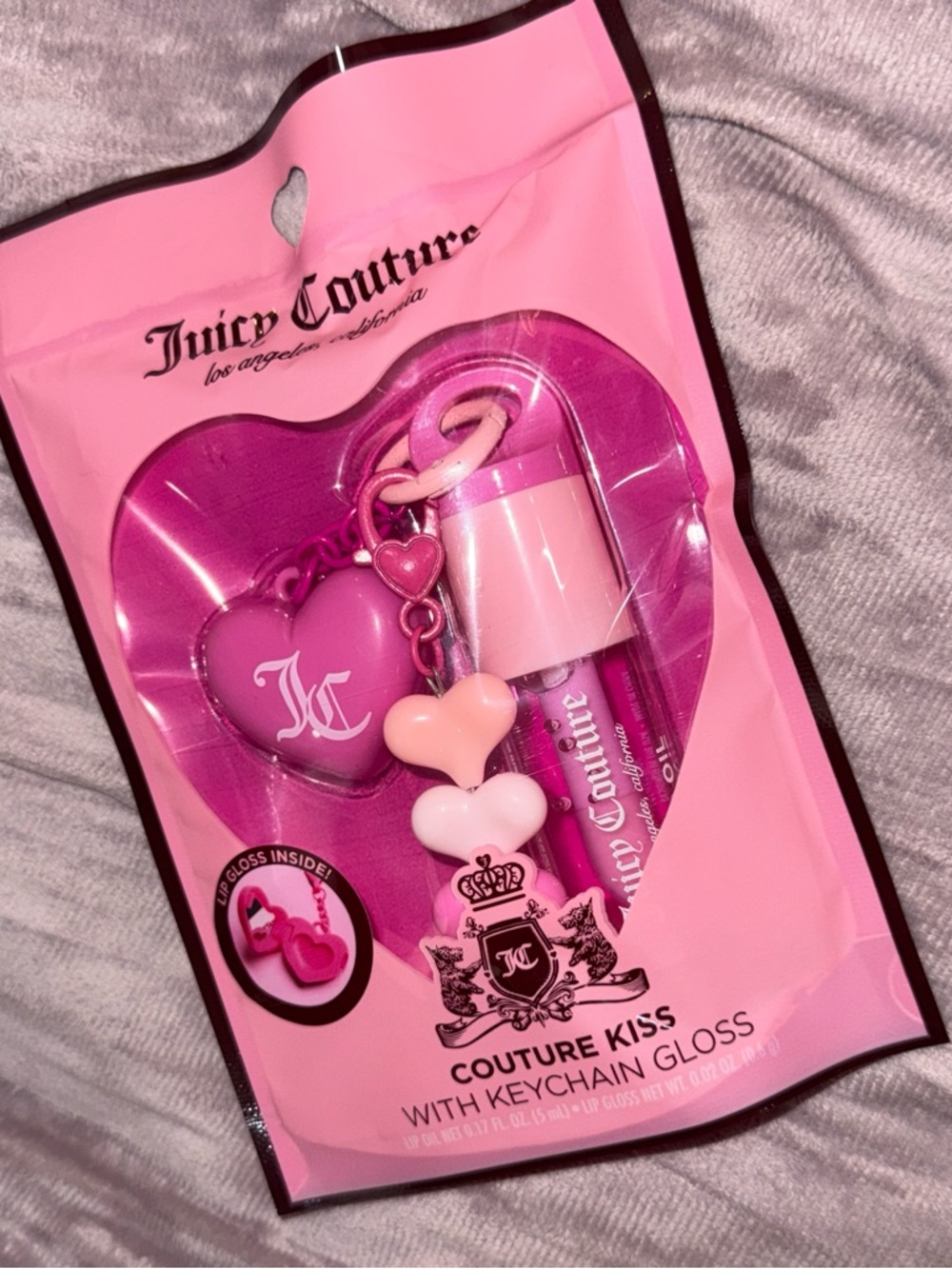 Juicy Couture Pink Heart Keychain Lip Gloss Set